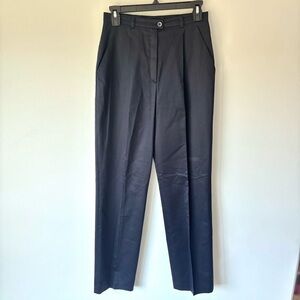 Escada Navy Blue Trouser Slack High Waist Straight Leg Dress Pant Designer